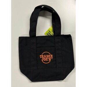 Trader Joe's Mini Halloween Black Canvas Tote Bag New